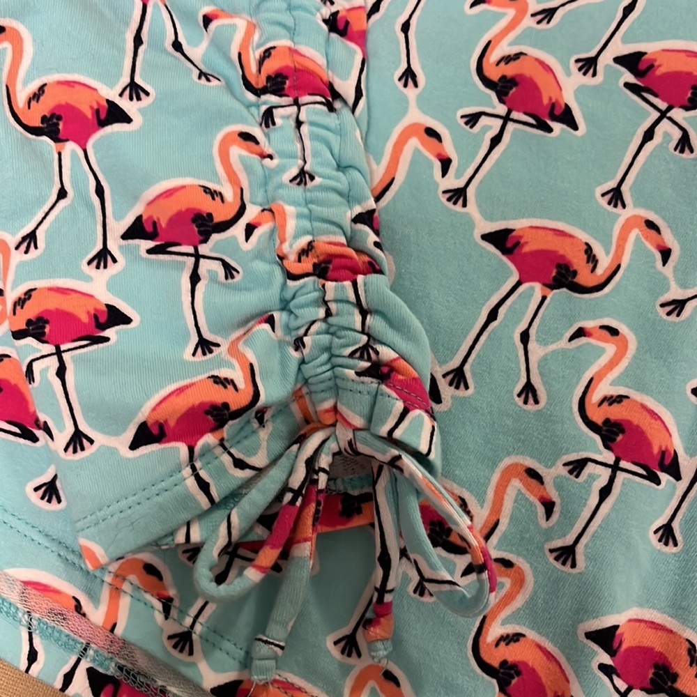 Crown & Ivy turquoise flamingo hooded pullover top size M - Picture 4 of 6